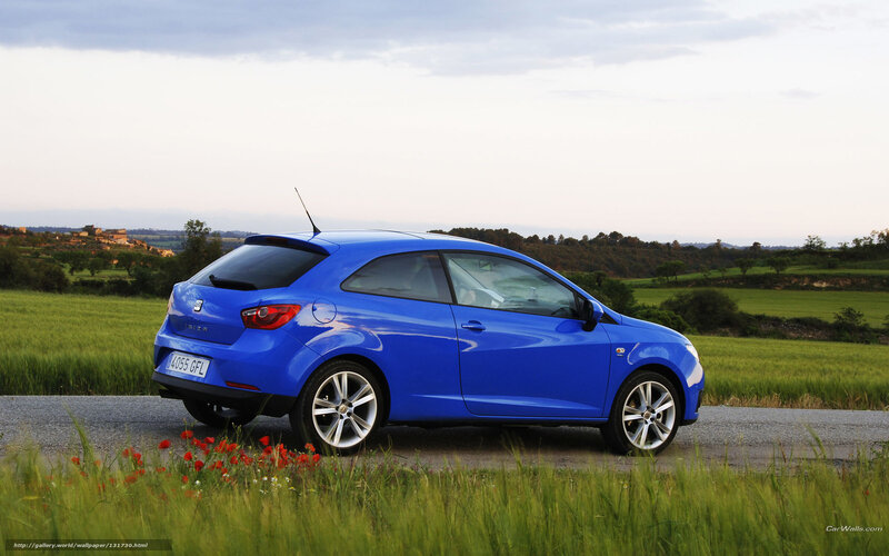 blue car on rural road