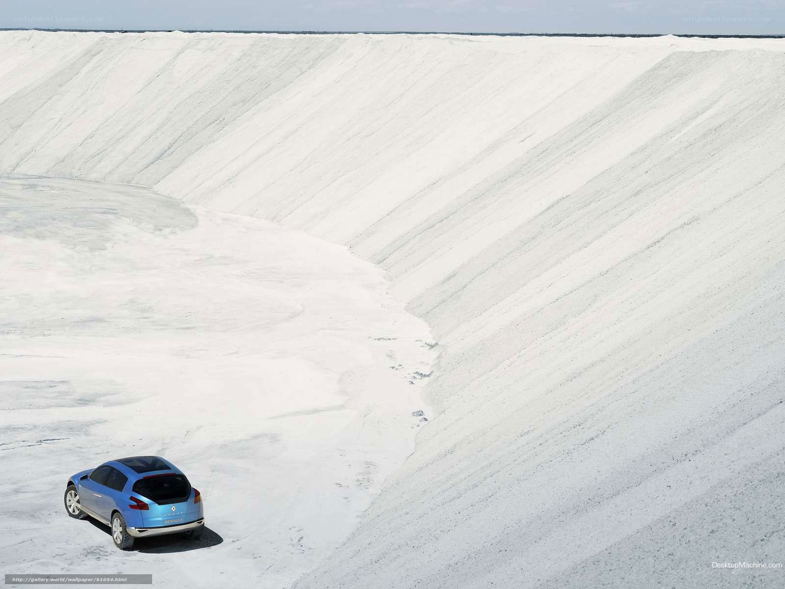Blue car on salt mine