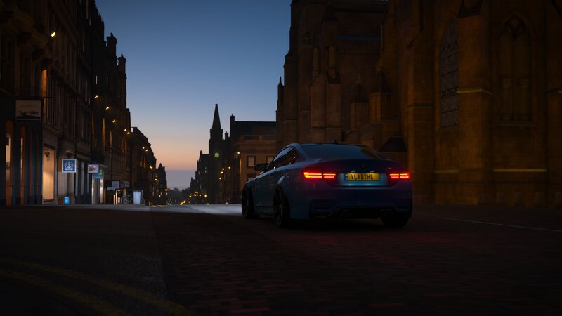 Blue Car on Street — Serene