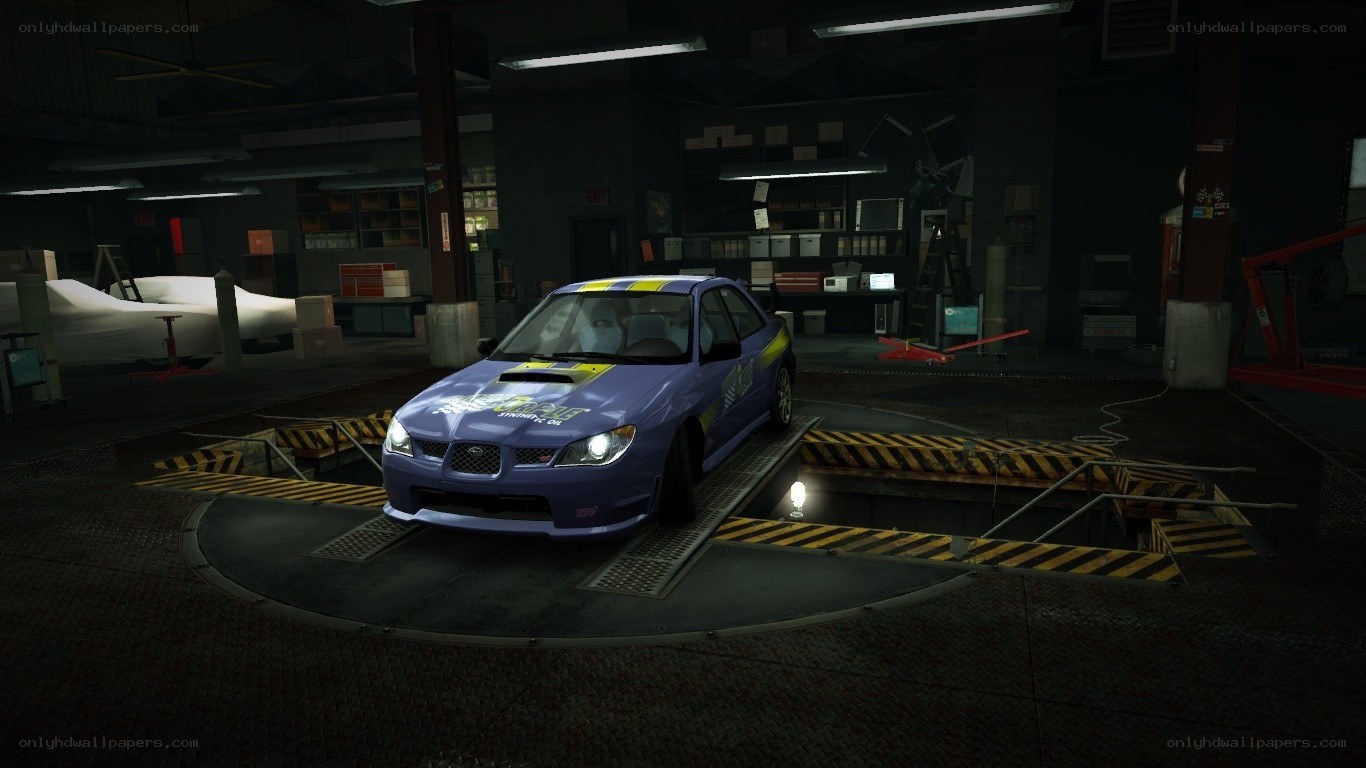 blue car on turntable