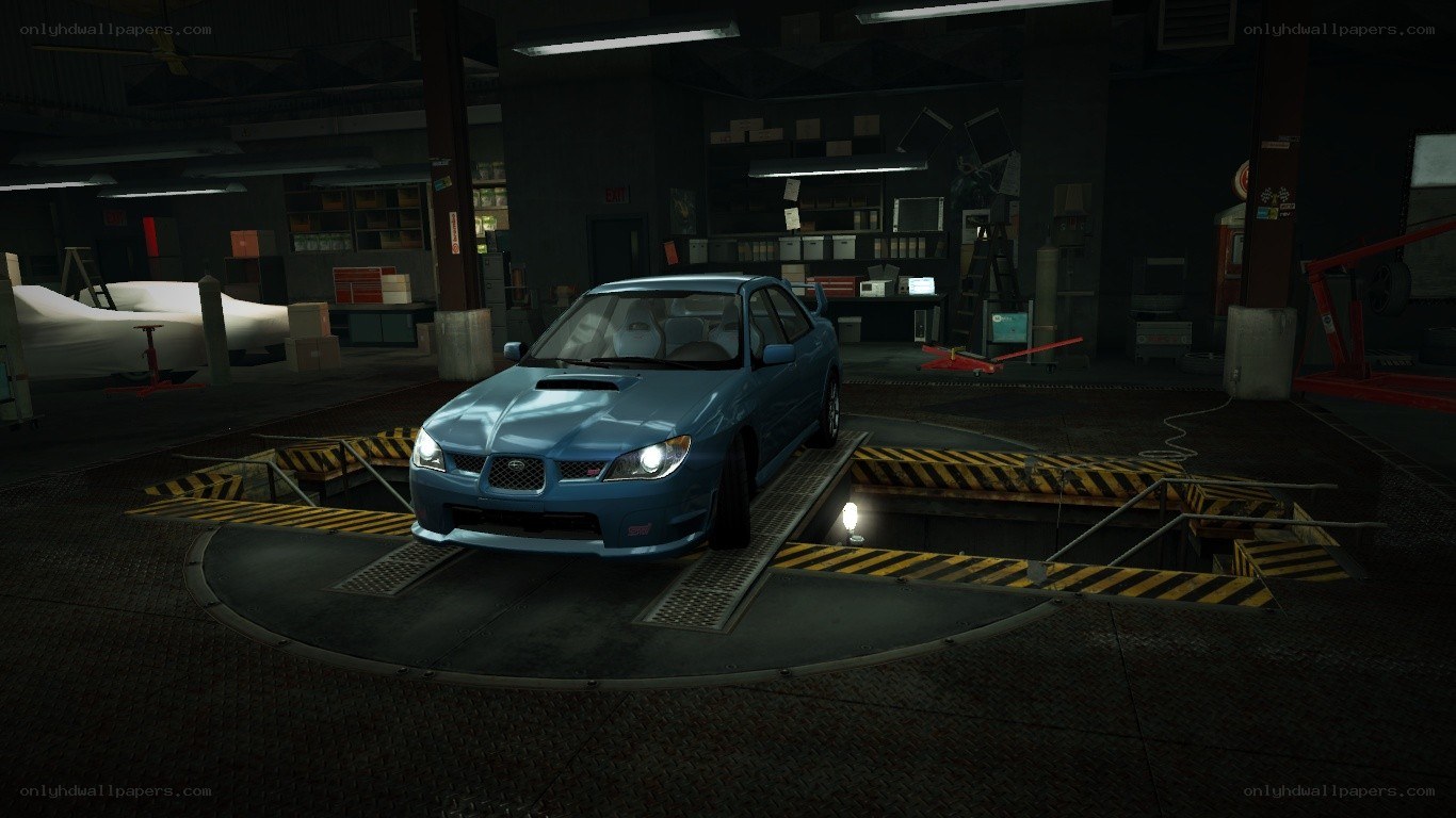 blue car on turntable