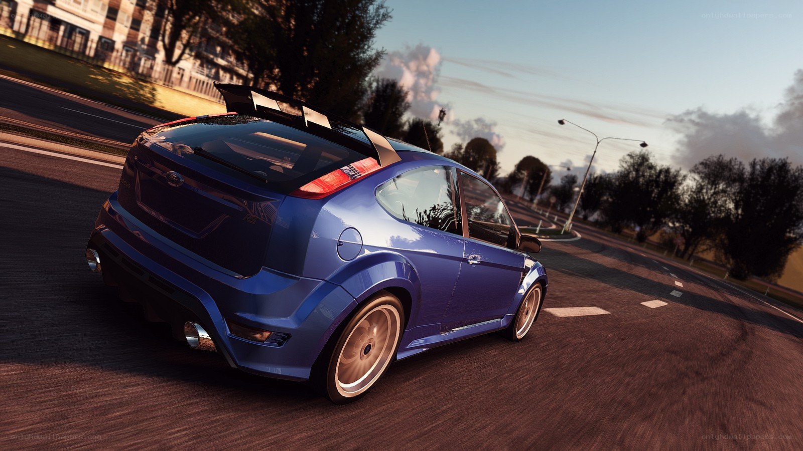 blue car racing on road