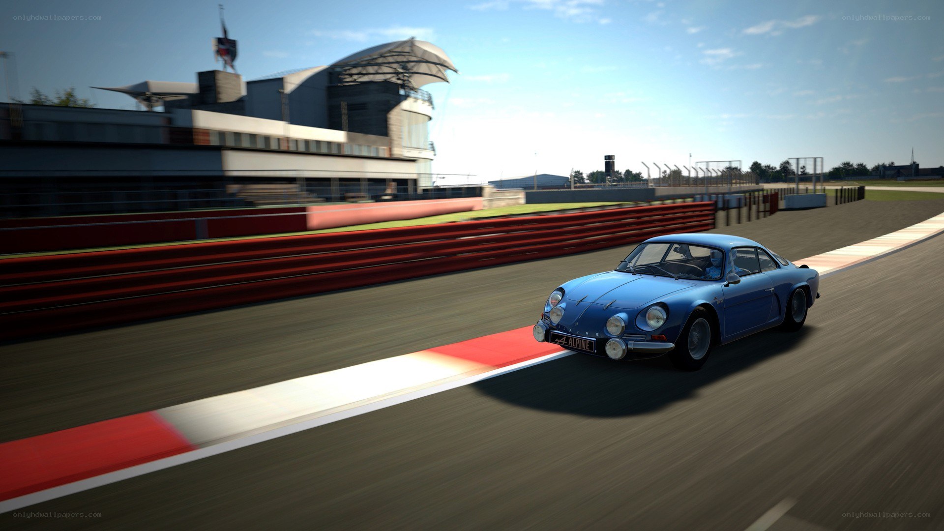 blue car racing on track