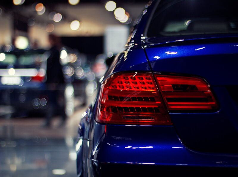 blue car rear taillight