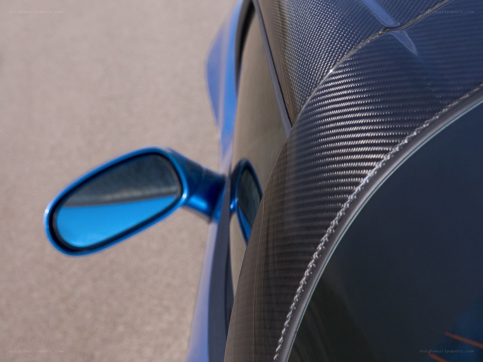 blue car side mirror