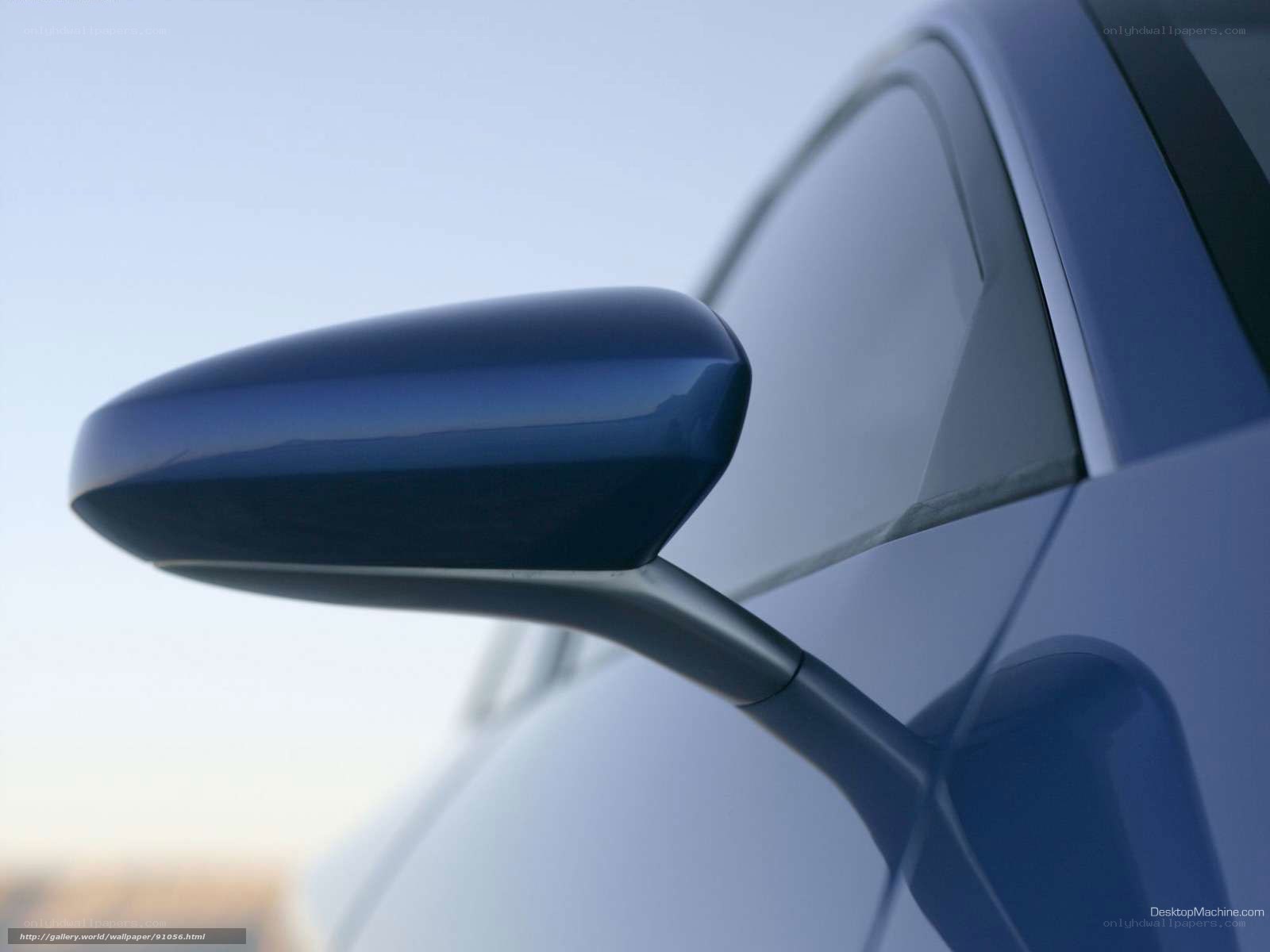 blue car side mirror