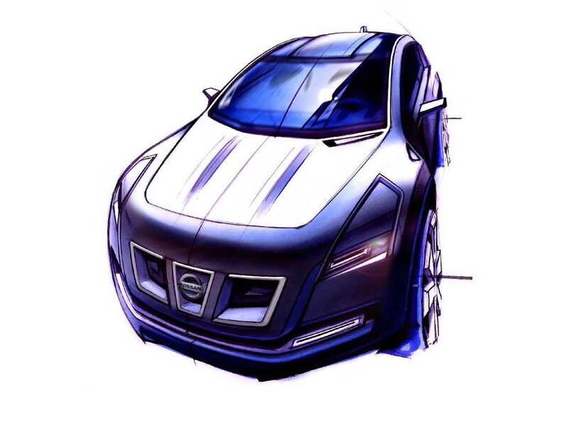 Blue Car Sketch — Dramatic
