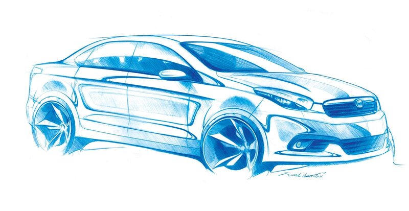 Blue Car Sketch — Neutral