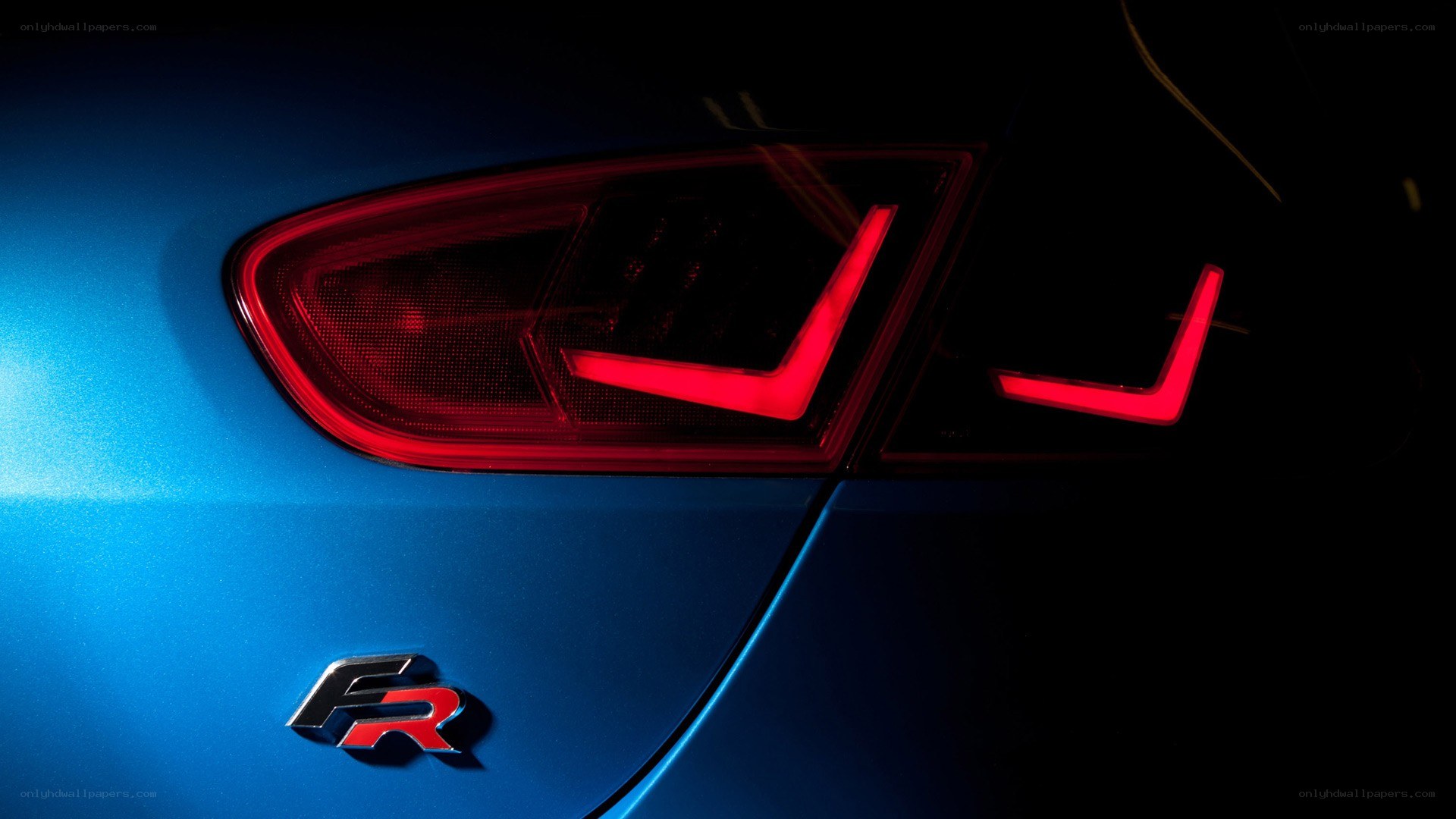 blue car taillight close-up