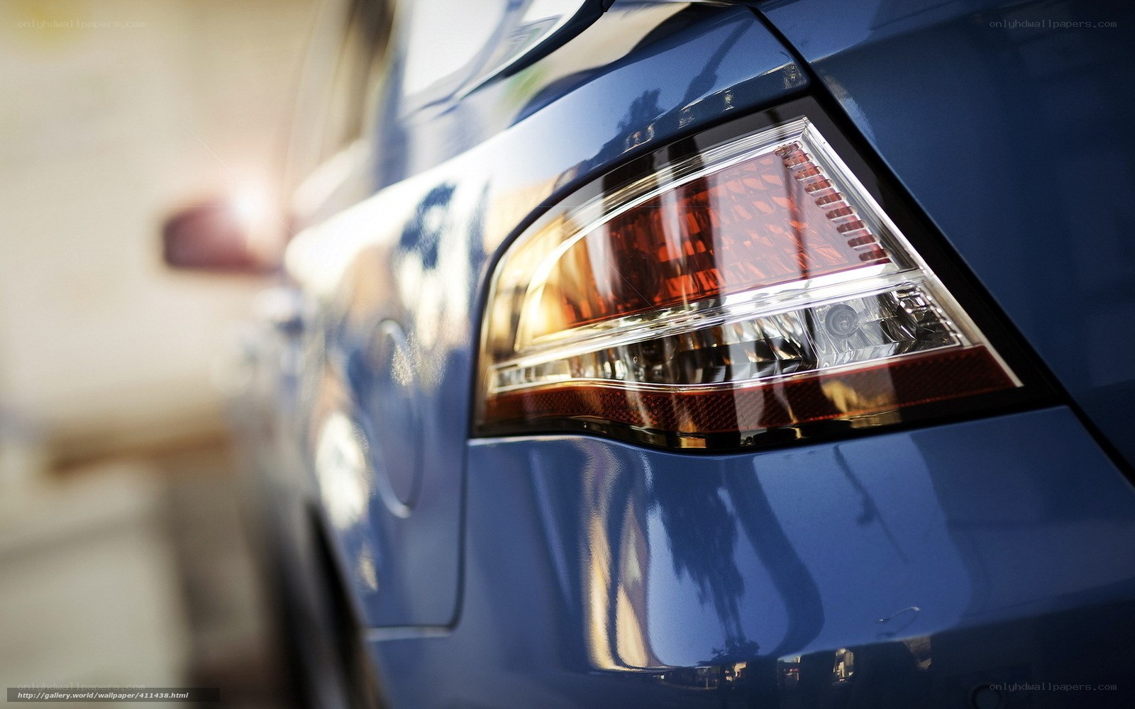 blue car taillight close-up