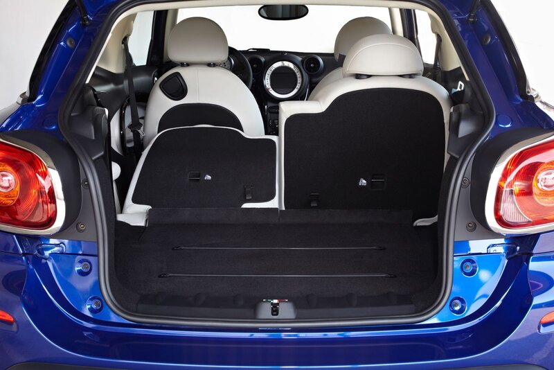 blue car trunk with seats folded