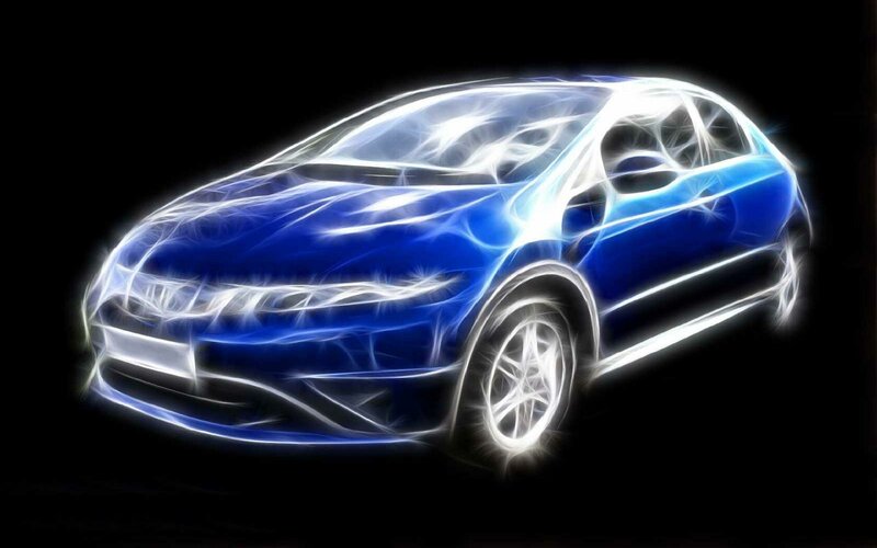 blue car with glowing effect