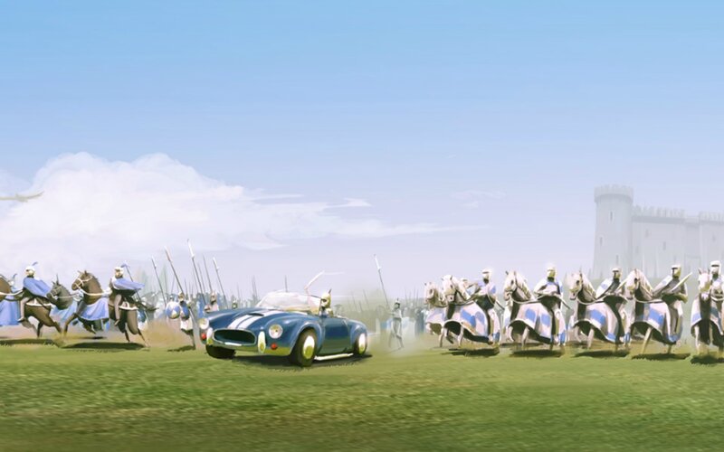 Blue Car with Knights
