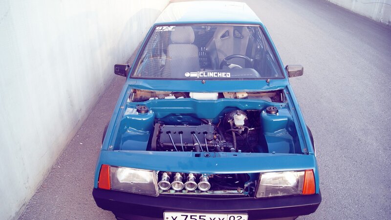 Blue Car with Open Hood — Neutral
