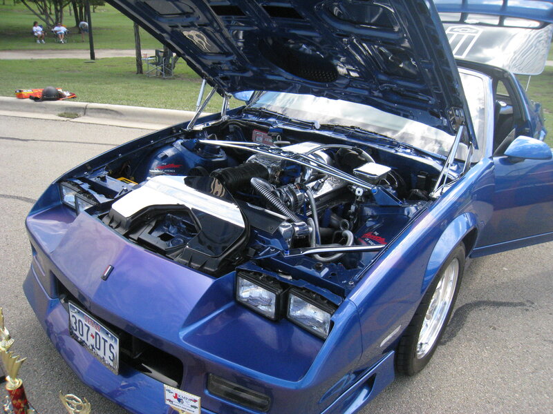Blue Car with Open Hood — Showcase