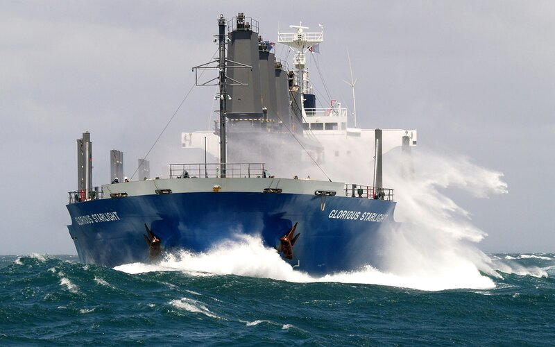 Blue Cargo Ship — Dramatic