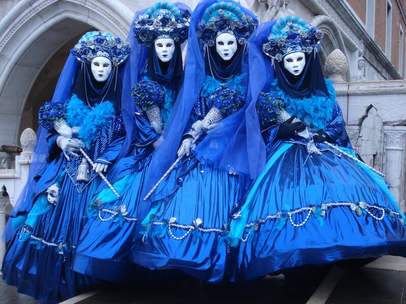 Blue carnival costumes in Venice
