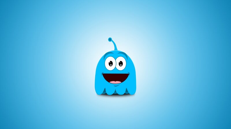 Blue Cartoon Alien — Happy