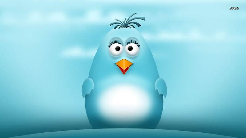 Blue Cartoon Bird — Light Blue