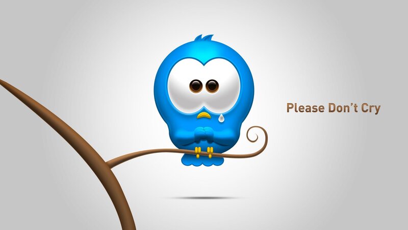 Blue Cartoon Bird — Sad