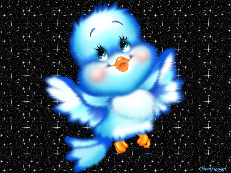 Blue Cartoon Bird — Whimsical