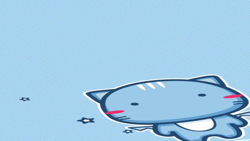 Blue Cartoon Cat — Light Blue
