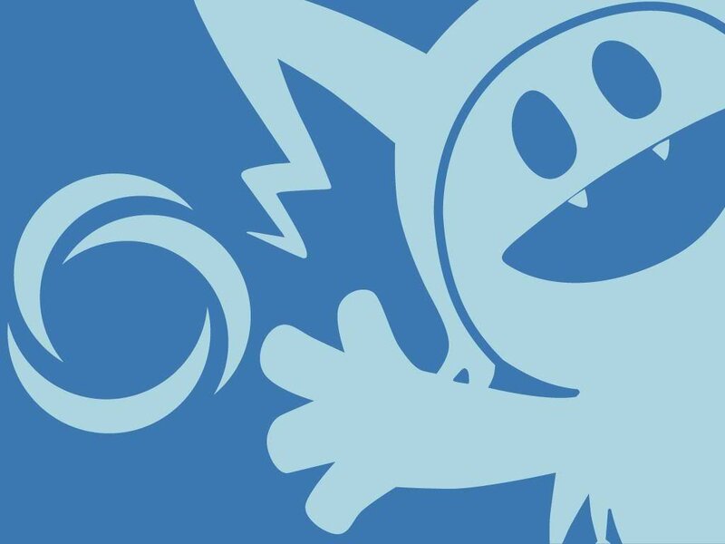 blue cartoon character logo
