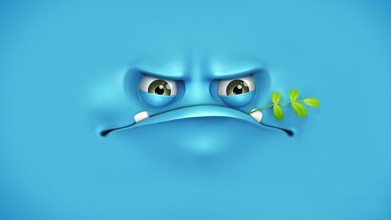 Blue Cartoon Character — Neutral