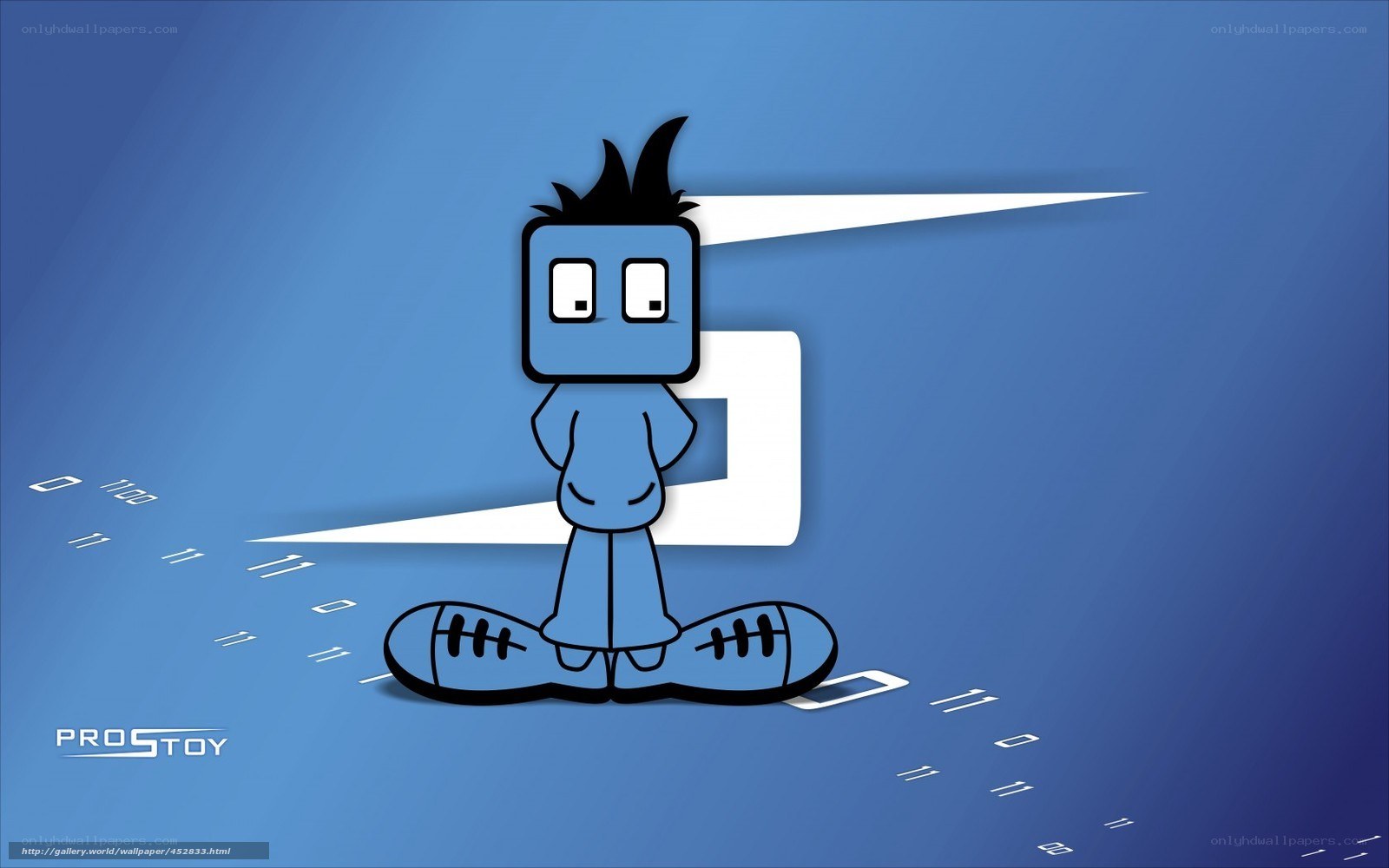 blue cartoon character on blue background
