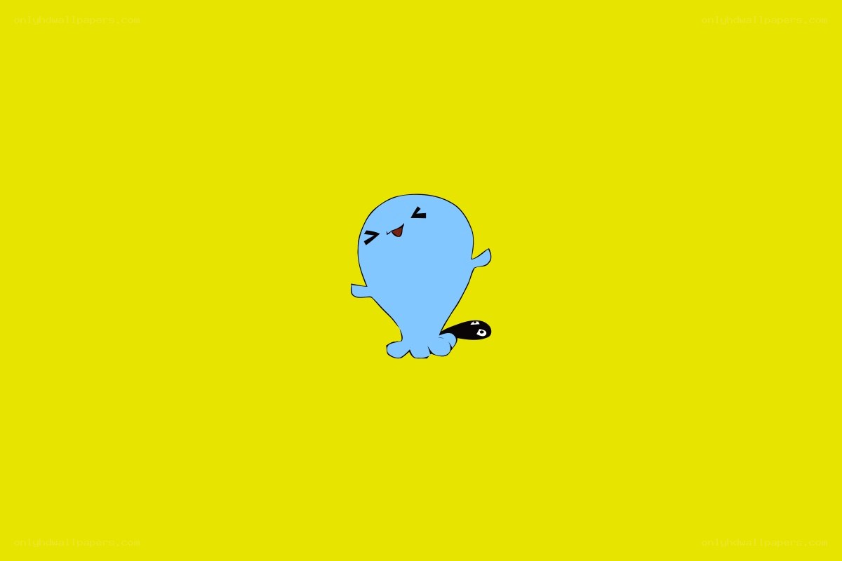 blue cartoon character on yellow