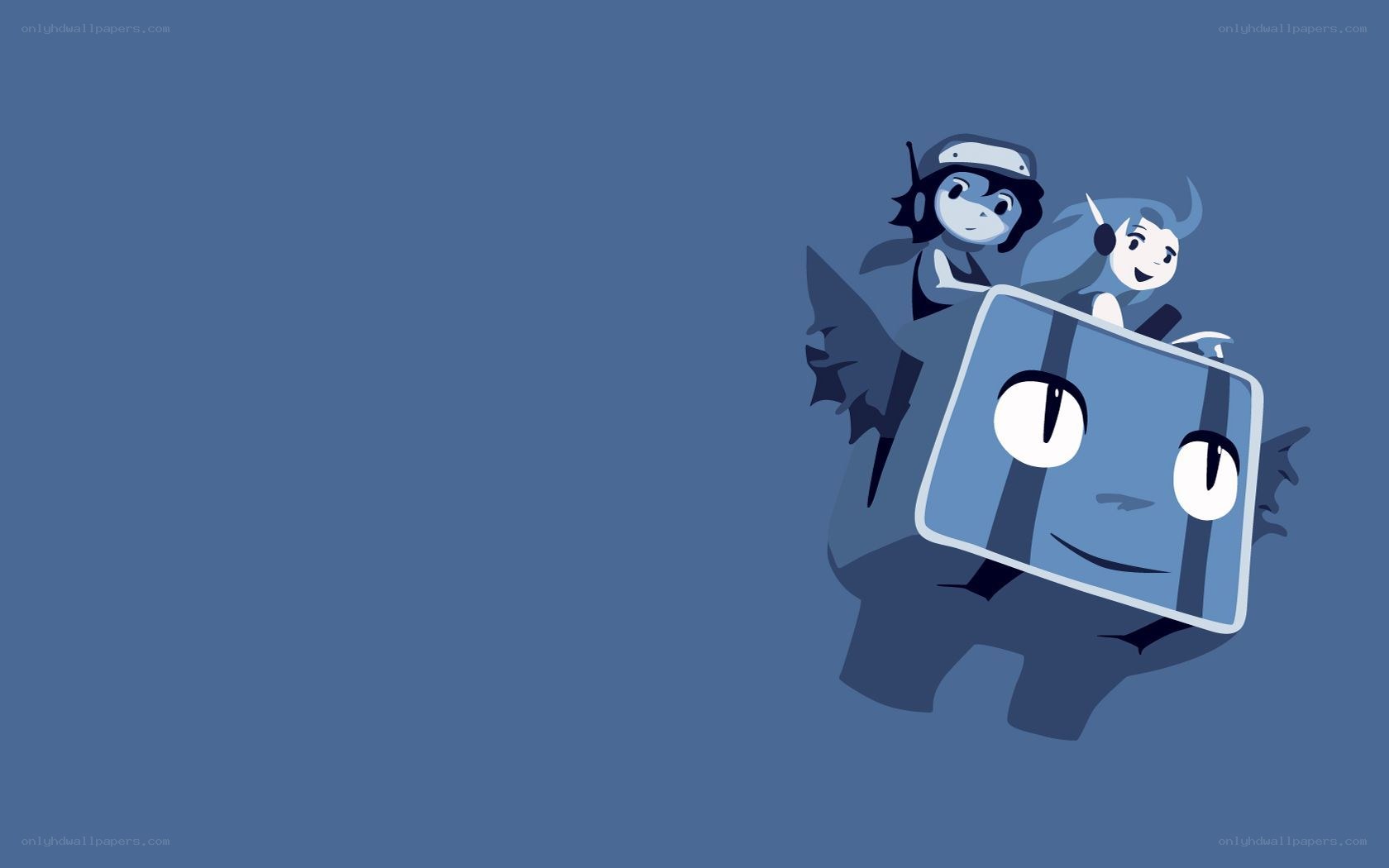 blue cartoon characters on a cube