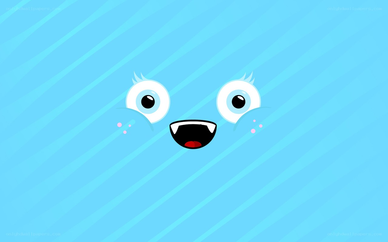 blue cartoon face with big eyes