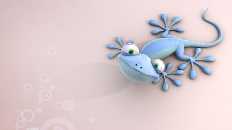 Blue Cartoon Gecko — 3d Render