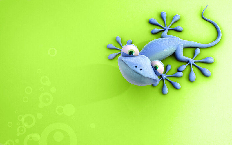 Blue Cartoon Gecko — Green