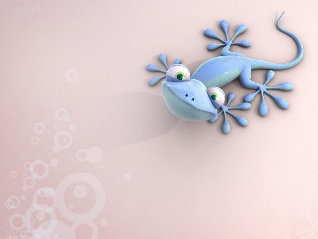 blue cartoon gecko on wall