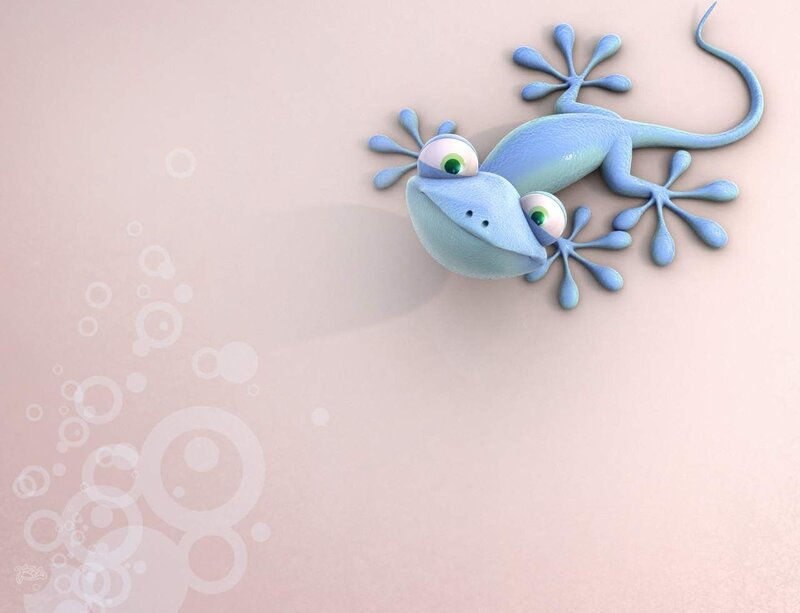 Blue Cartoon Gecko — Playful