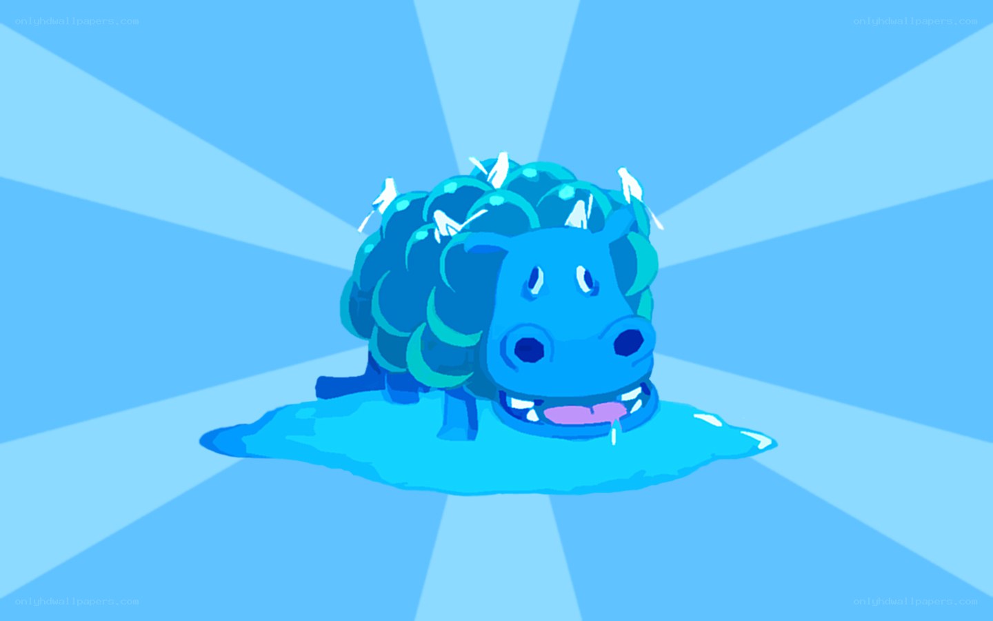 blue cartoon hippo character