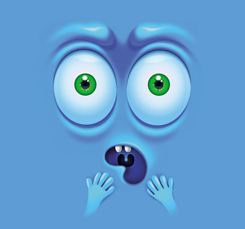 Blue Cartoon Monster Face