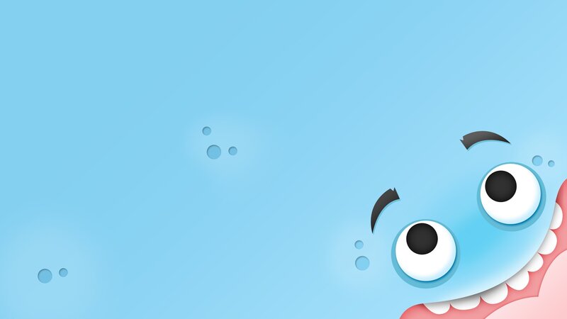 Blue Cartoon Monster — Playful, Digital Art, Eyes