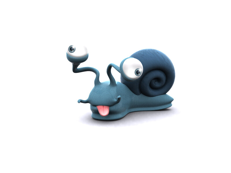 Blue Cartoon Snail — Playful, 3d Render