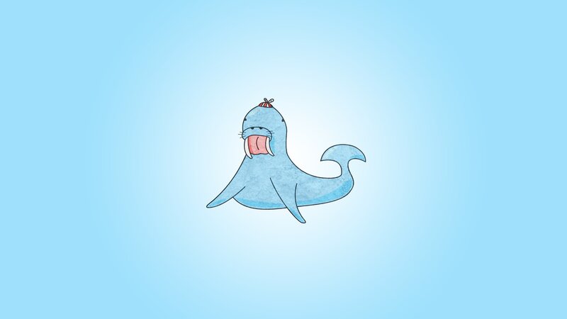 Blue Cartoon Walrus