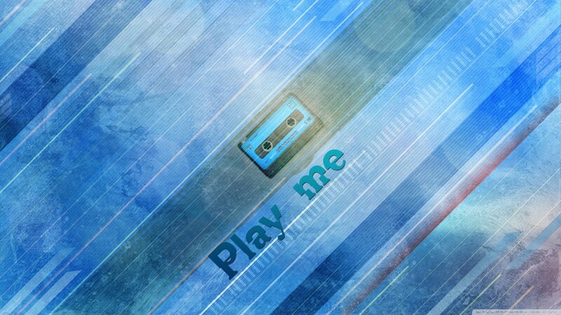 Blue cassette tape with text