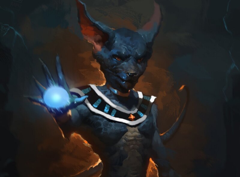 Blue Cat-headed Figure