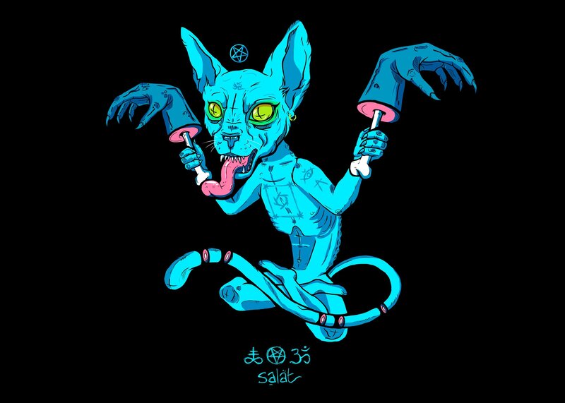 Blue Cat-like Creature — Dark