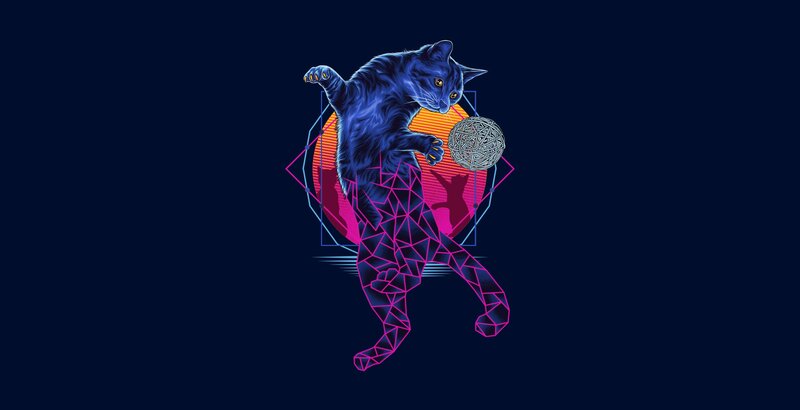 Blue Cat Playing with Ball