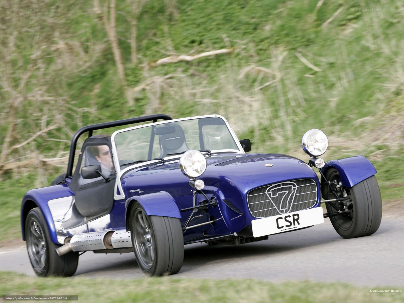 blue caterham sports car