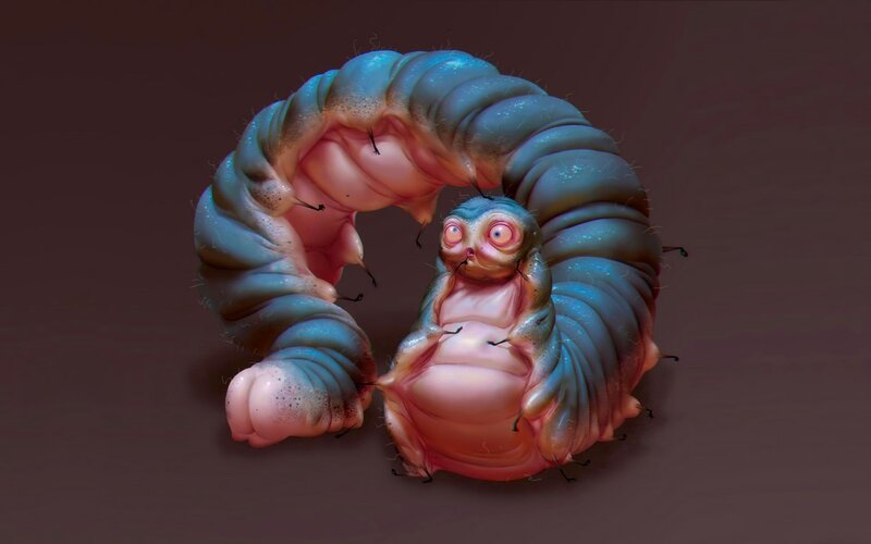Blue Caterpillar Creature — Creepy
