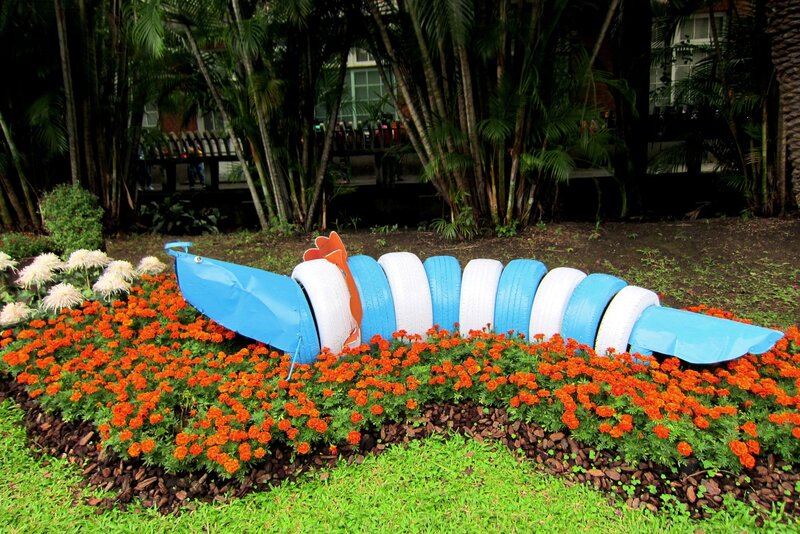 Blue Caterpillar Sculpture