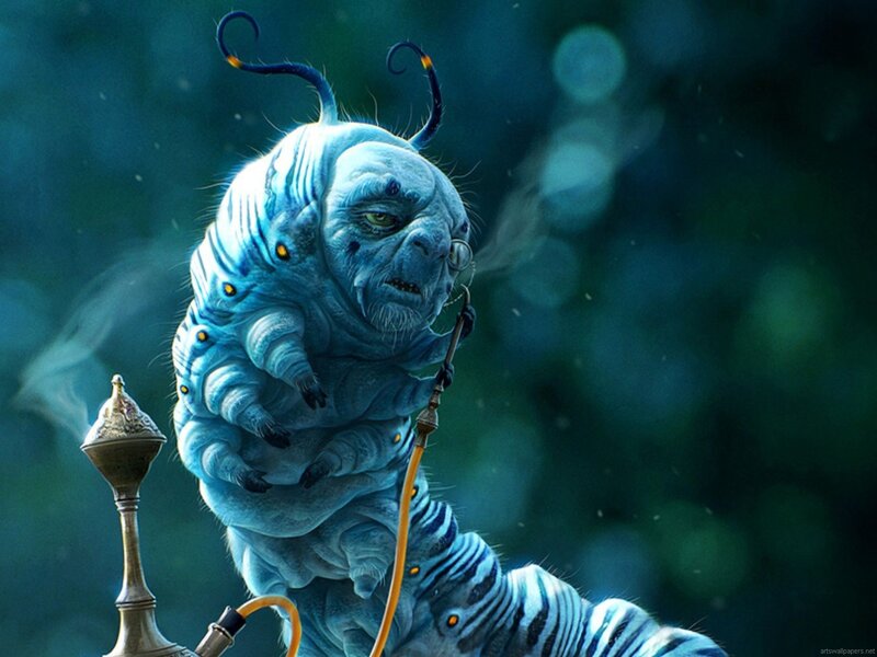 Blue Caterpillar Smoking — Mysterious