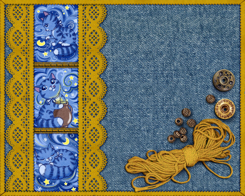Blue Cats on Denim